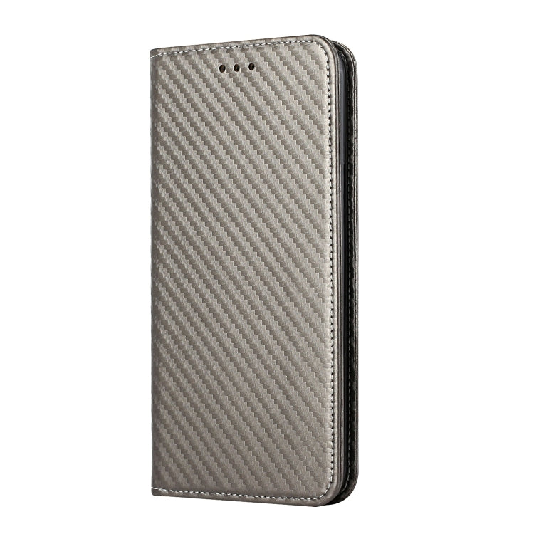 For Samsung Galaxy A54 Carbon Fiber Texture Flip Holder Leather Phone Case