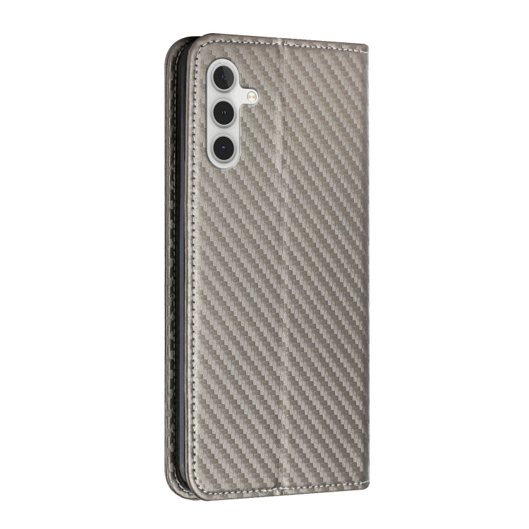 For Samsung Galaxy A54 Carbon Fiber Texture Flip Holder Leather Phone Case