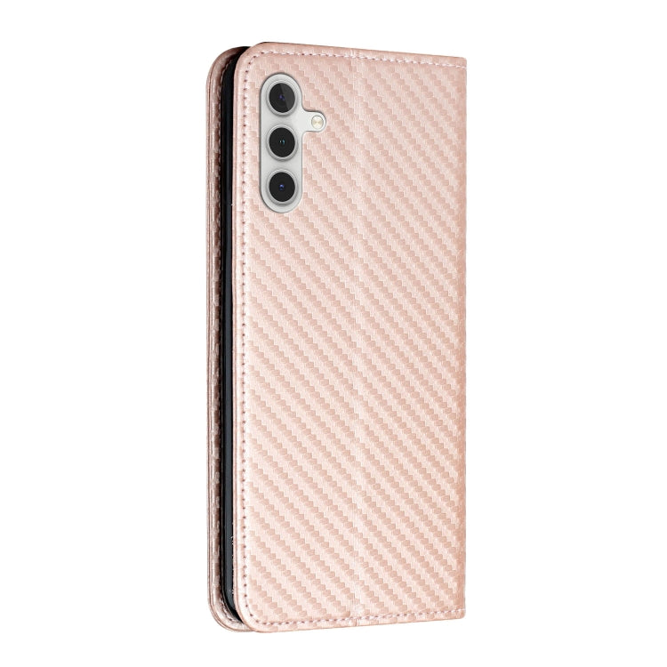 For Samsung Galaxy A54 Carbon Fiber Texture Flip Holder Leather Phone Case