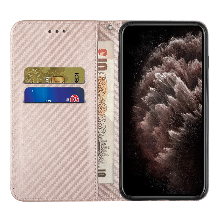 For Samsung Galaxy A54 Carbon Fiber Texture Flip Holder Leather Phone Case