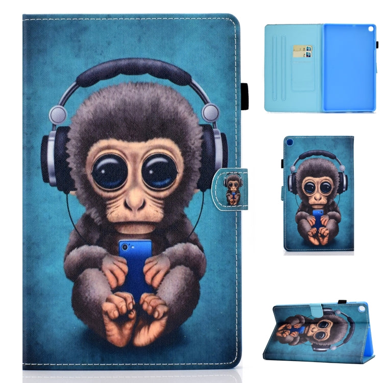 For Galaxy Tab A10.1 T510 Horizontal TPU Painted Flat Feather Case Anti-skid strip with Pen Cover & Card Slot & Holder