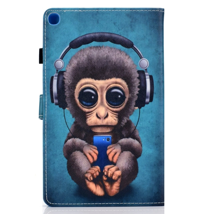 For Galaxy Tab A10.1 T510 Horizontal TPU Painted Flat Feather Case Anti-skid strip with Pen Cover & Card Slot & Holder