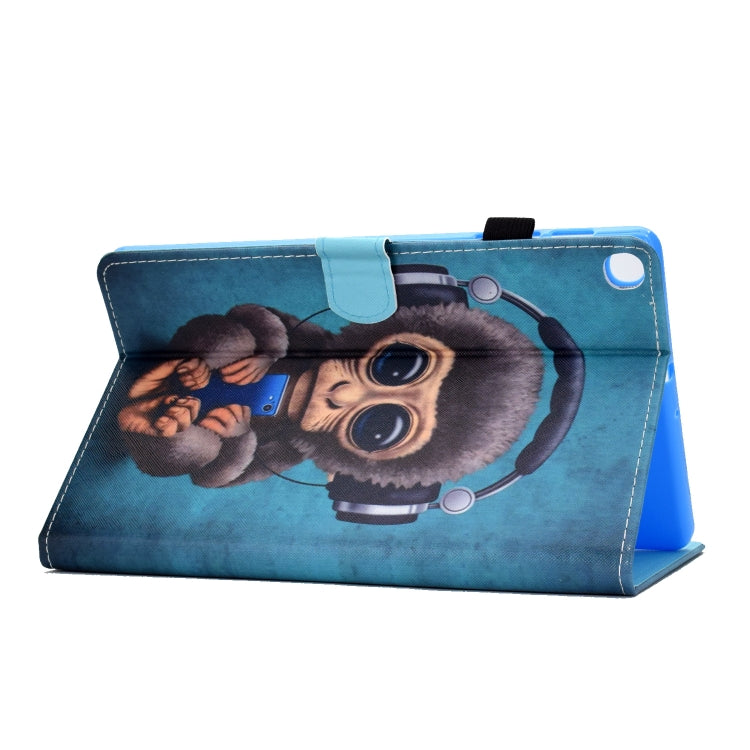 For Galaxy Tab A10.1 T510 Horizontal TPU Painted Flat Feather Case Anti-skid strip with Pen Cover & Card Slot & Holder