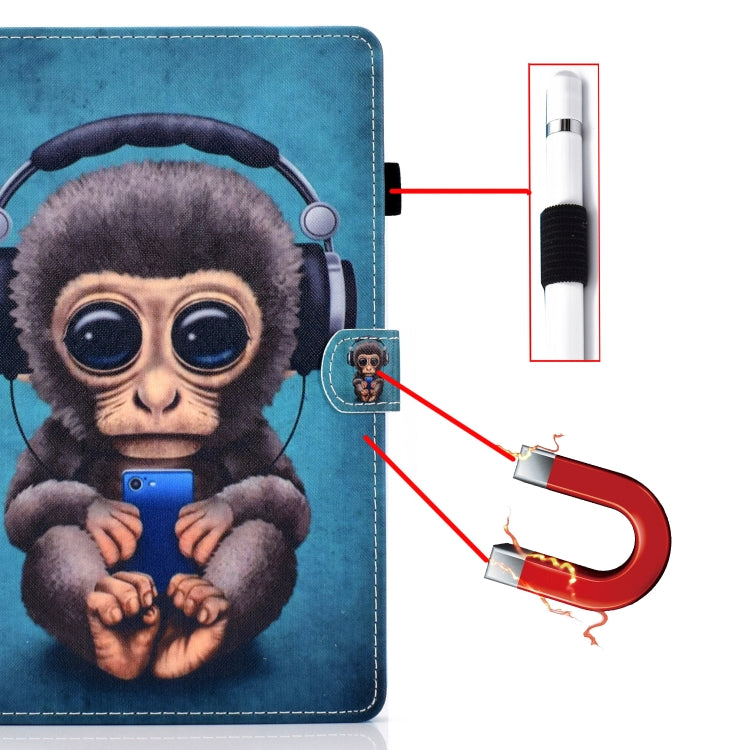 For Galaxy Tab A10.1 T510 Horizontal TPU Painted Flat Feather Case Anti-skid strip with Pen Cover & Card Slot & Holder