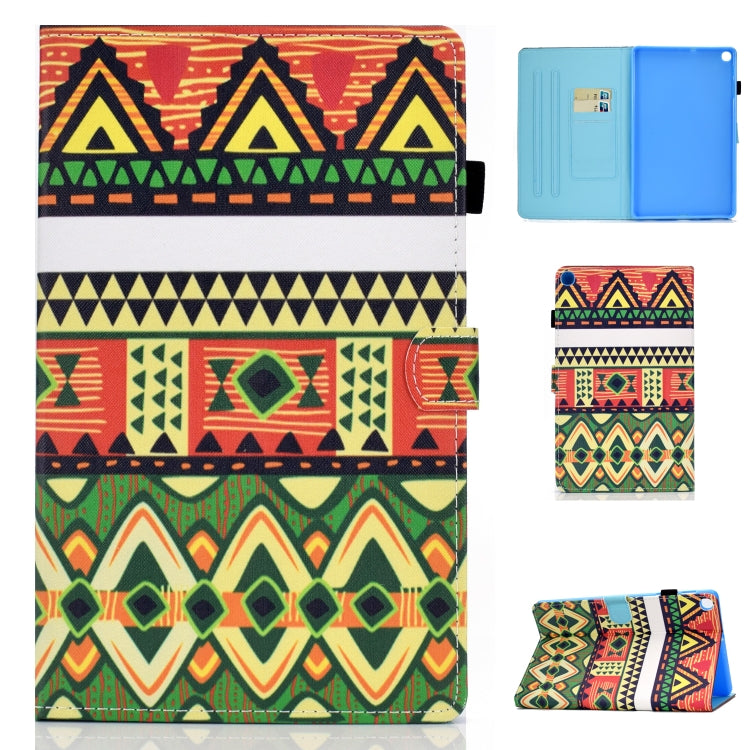 For Galaxy Tab A10.1 T510 Horizontal TPU Painted Flat Feather Case Anti-skid strip with Pen Cover & Card Slot & Holder