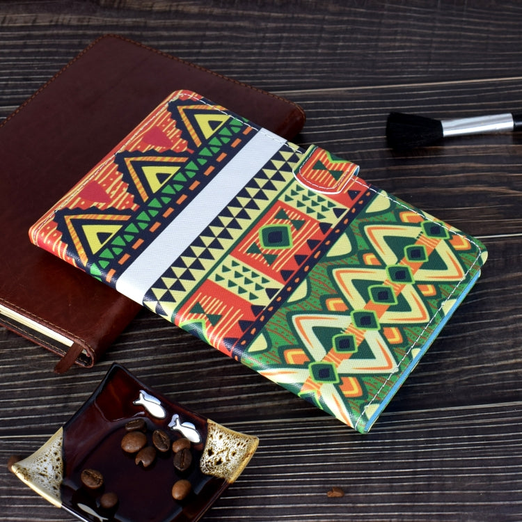 For Galaxy Tab A10.1 T510 Horizontal TPU Painted Flat Feather Case Anti-skid strip with Pen Cover & Card Slot & Holder