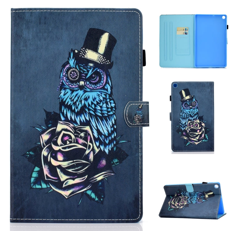 For Galaxy Tab A10.1 T510 Horizontal TPU Painted Flat Feather Case Anti-skid strip with Pen Cover & Card Slot & Holder