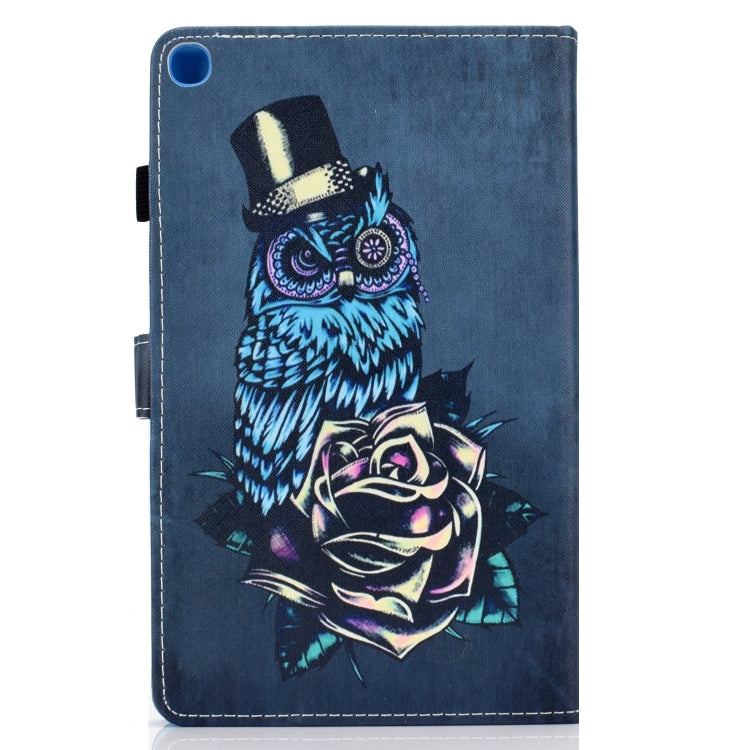 For Galaxy Tab A10.1 T510 Horizontal TPU Painted Flat Feather Case Anti-skid strip with Pen Cover & Card Slot & Holder