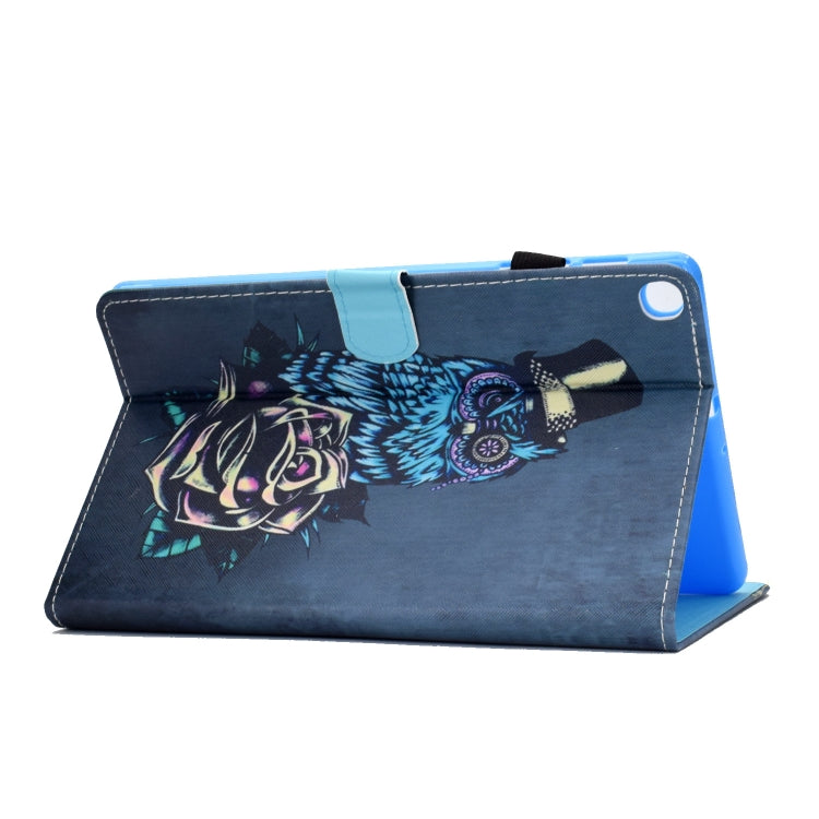 For Galaxy Tab A10.1 T510 Horizontal TPU Painted Flat Feather Case Anti-skid strip with Pen Cover & Card Slot & Holder
