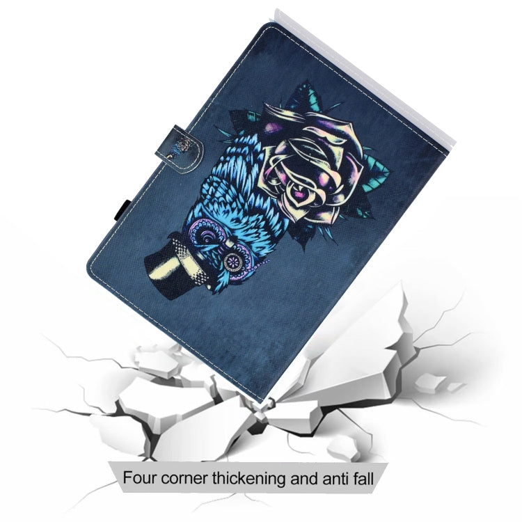 For Galaxy Tab A10.1 T510 Horizontal TPU Painted Flat Feather Case Anti-skid strip with Pen Cover & Card Slot & Holder