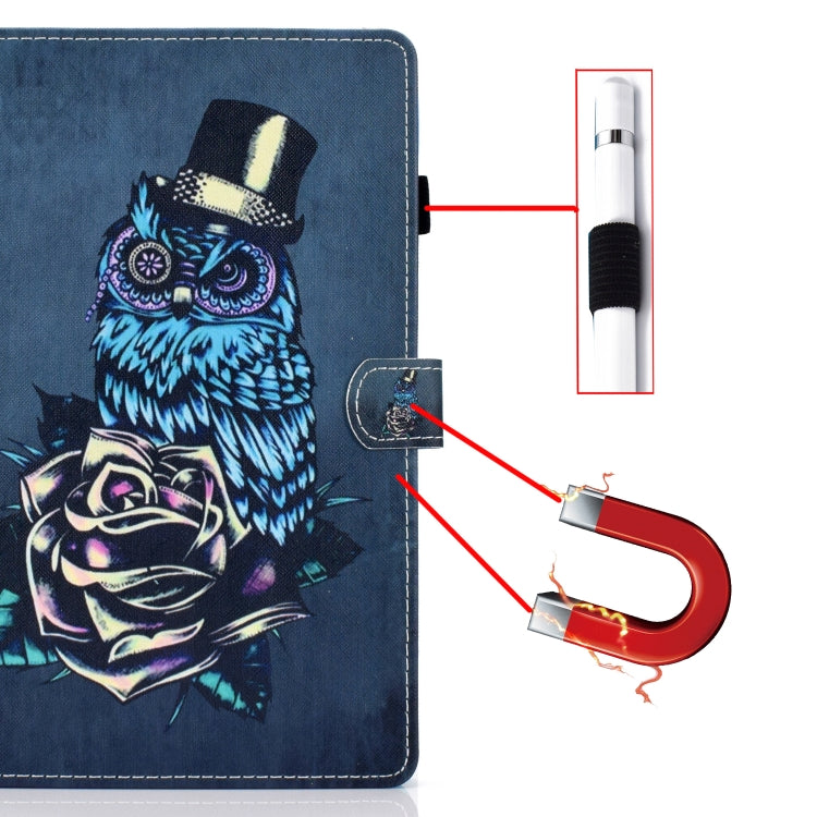 For Galaxy Tab A10.1 T510 Horizontal TPU Painted Flat Feather Case Anti-skid strip with Pen Cover & Card Slot & Holder