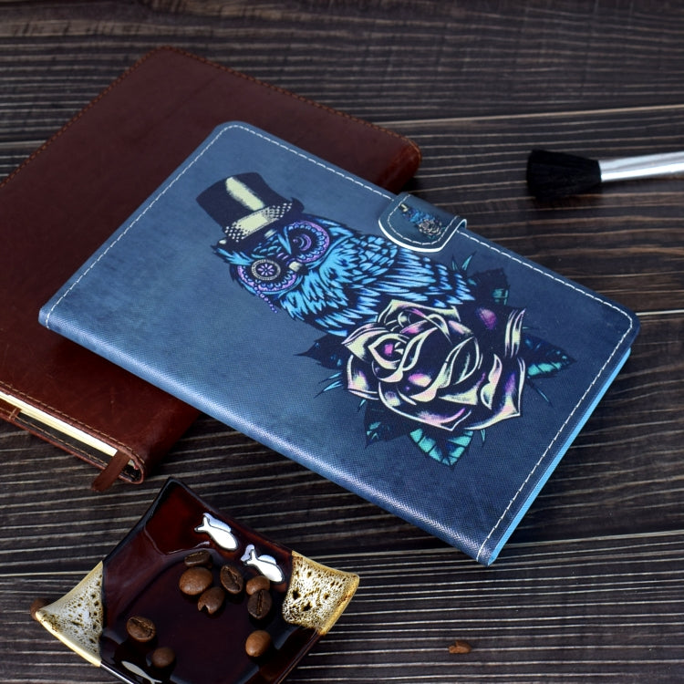 For Galaxy Tab A10.1 T510 Horizontal TPU Painted Flat Feather Case Anti-skid strip with Pen Cover & Card Slot & Holder