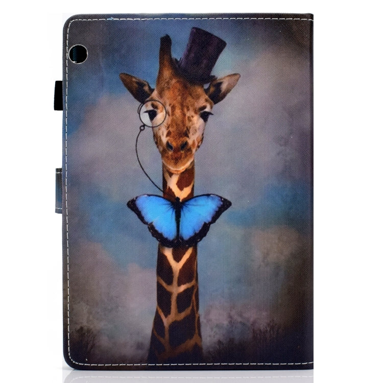 For Huawei MediaPad T3 Horizontal TPU Painted Flat Feather Case Anti-skid strip with Pen Cover & Card Slot & Holder