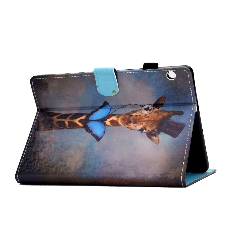 For Huawei MediaPad T3 Horizontal TPU Painted Flat Feather Case Anti-skid strip with Pen Cover & Card Slot & Holder