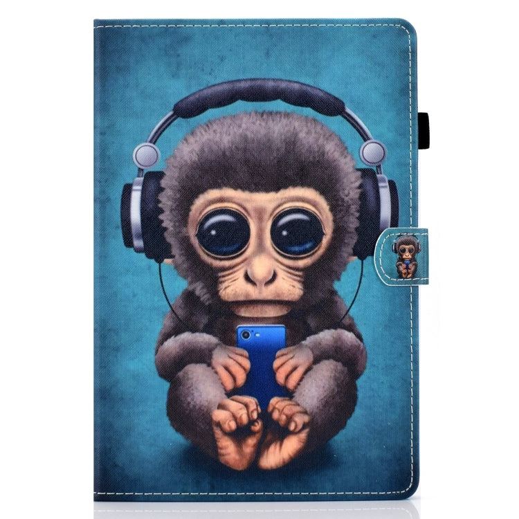 For Huawei MediaPad T5 Horizontal TPU Painted Flat Feather Case Anti-skid strip with Pen Cover & Card Slot & Holder