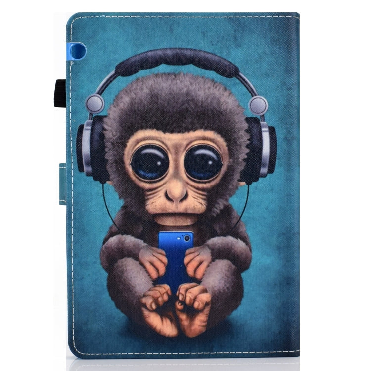 For Huawei MediaPad T5 Horizontal TPU Painted Flat Feather Case Anti-skid strip with Pen Cover & Card Slot & Holder