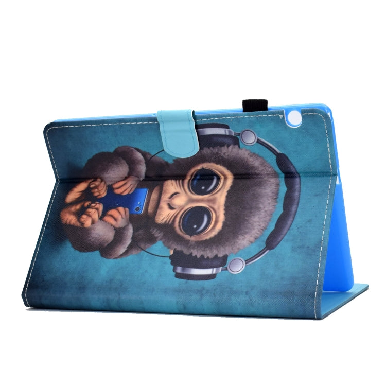 For Huawei MediaPad T5 Horizontal TPU Painted Flat Feather Case Anti-skid strip with Pen Cover & Card Slot & Holder