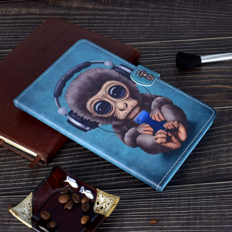 For Huawei MediaPad T5 Horizontal TPU Painted Flat Feather Case Anti-skid strip with Pen Cover & Card Slot & Holder