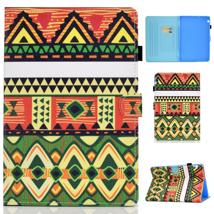 For Huawei MediaPad T5 Horizontal TPU Painted Flat Feather Case Anti-skid strip with Pen Cover & Card Slot & Holder