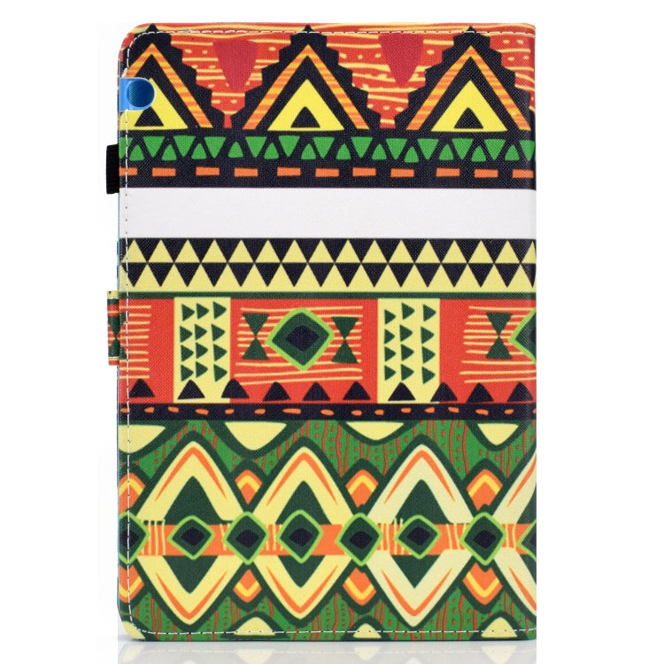 For Huawei MediaPad T5 Horizontal TPU Painted Flat Feather Case Anti-skid strip with Pen Cover & Card Slot & Holder