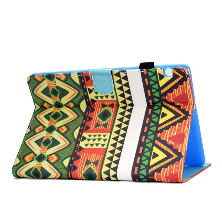 For Huawei MediaPad T5 Horizontal TPU Painted Flat Feather Case Anti-skid strip with Pen Cover & Card Slot & Holder