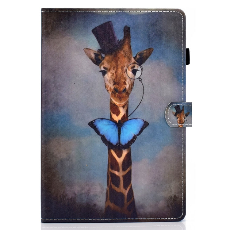 For Huawei MediaPad T5 Horizontal TPU Painted Flat Feather Case Anti-skid strip with Pen Cover & Card Slot & Holder