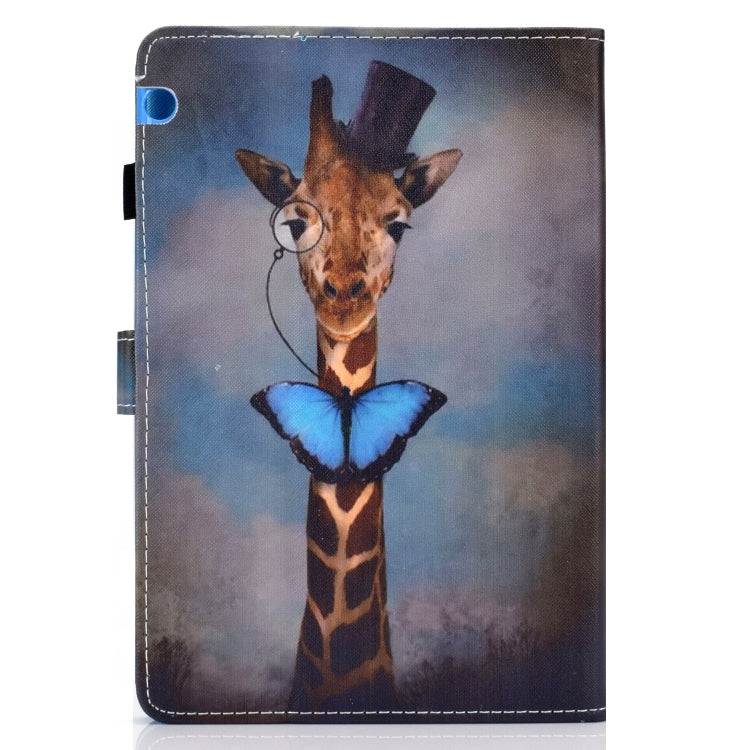 For Huawei MediaPad T5 Horizontal TPU Painted Flat Feather Case Anti-skid strip with Pen Cover & Card Slot & Holder