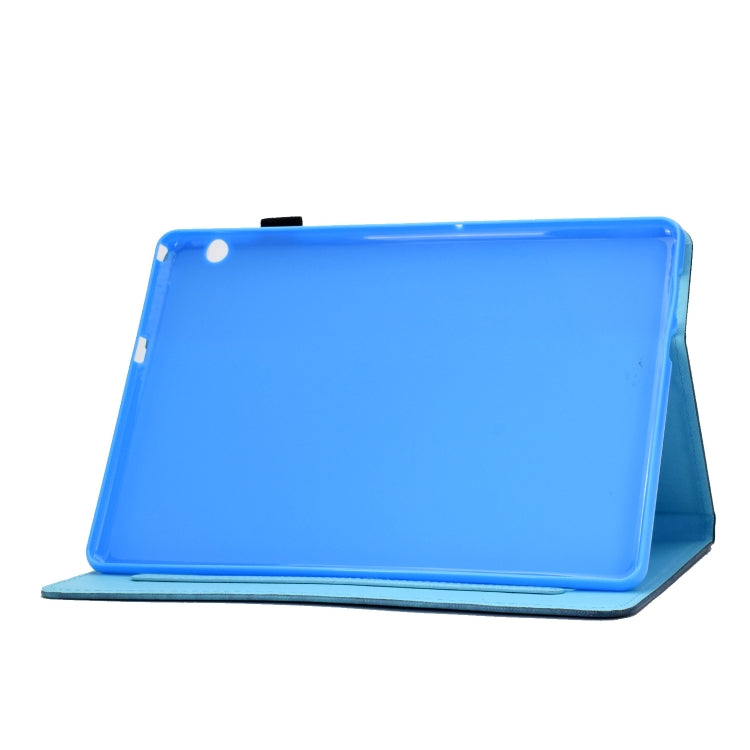 For Huawei MediaPad T5 Horizontal TPU Painted Flat Feather Case Anti-skid strip with Pen Cover & Card Slot & Holder