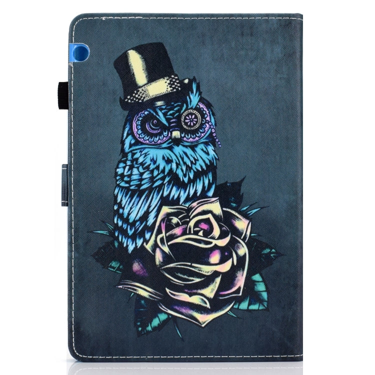 For Huawei MediaPad T5 Horizontal TPU Painted Flat Feather Case Anti-skid strip with Pen Cover & Card Slot & Holder