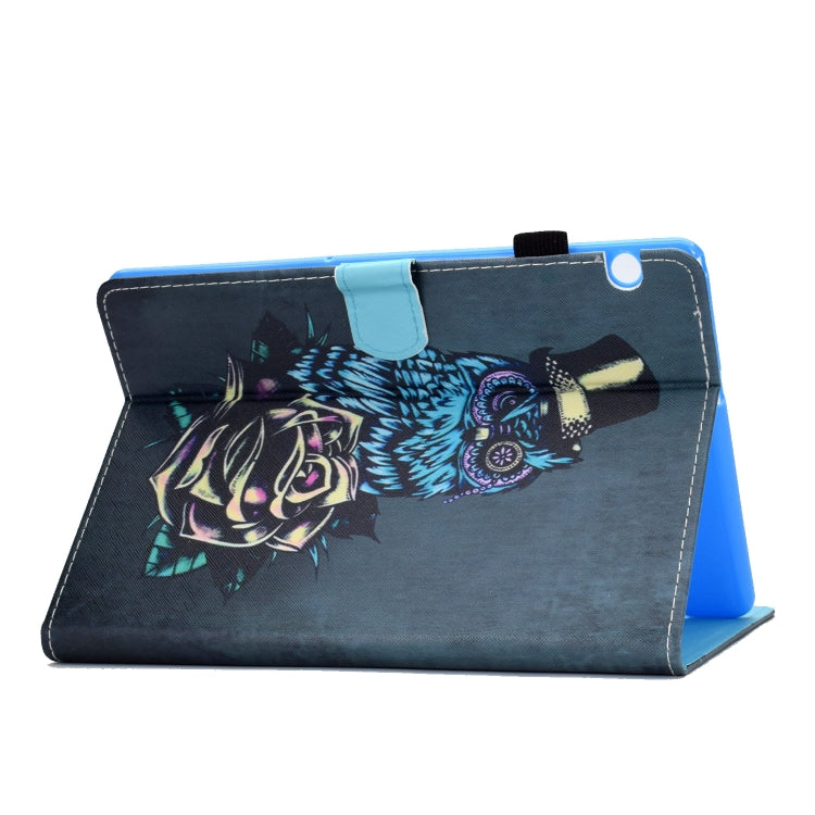 For Huawei MediaPad T5 Horizontal TPU Painted Flat Feather Case Anti-skid strip with Pen Cover & Card Slot & Holder