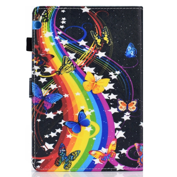 For Huawei MediaPad T5 Horizontal TPU Painted Flat Feather Case Anti-skid strip with Pen Cover & Card Slot & Holder