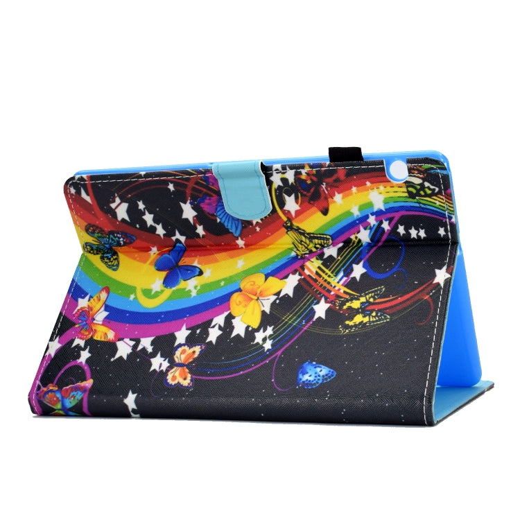 For Huawei MediaPad T5 Horizontal TPU Painted Flat Feather Case Anti-skid strip with Pen Cover & Card Slot & Holder