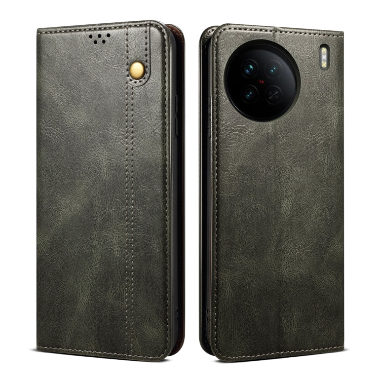 For vivo X90 Oil Wax Crazy Horse Texture Leather Phone Case