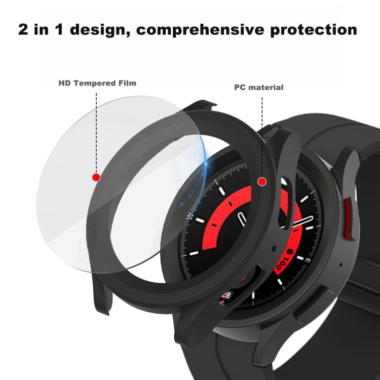 For Samsung Galaxy Watch5 Pro 45mm PC + Tempered Film Fuel Injection Watch Protective Case