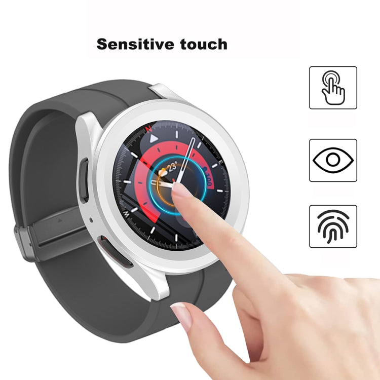 For Samsung Galaxy Watch5 Pro 45mm PC + Tempered Film Fuel Injection Watch Protective Case