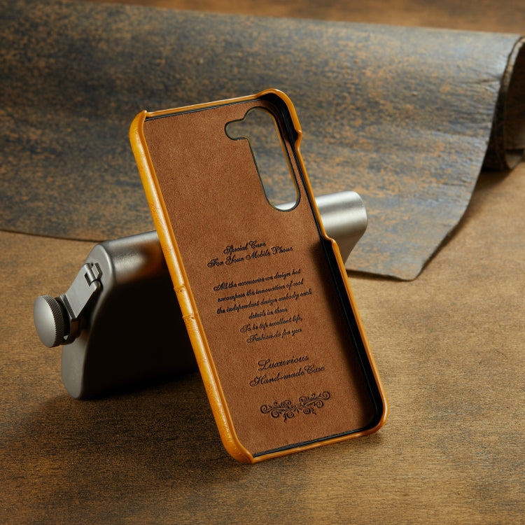 For Samsung Galaxy S23 5G Fierre Shann Oil Wax Texture Leather Phone Case with Card Slots