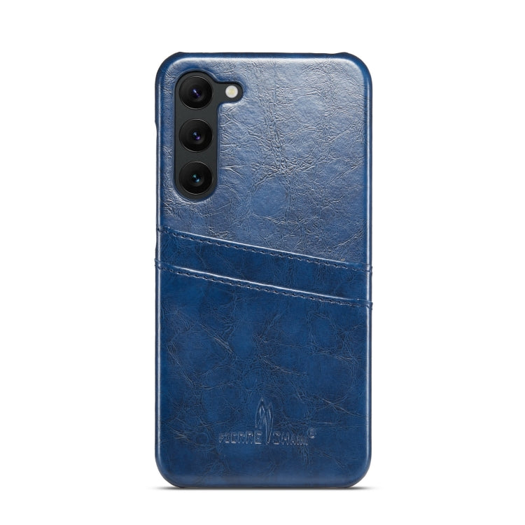 For Samsung Galaxy S23 5G Fierre Shann Oil Wax Texture Leather Phone Case with Card Slots