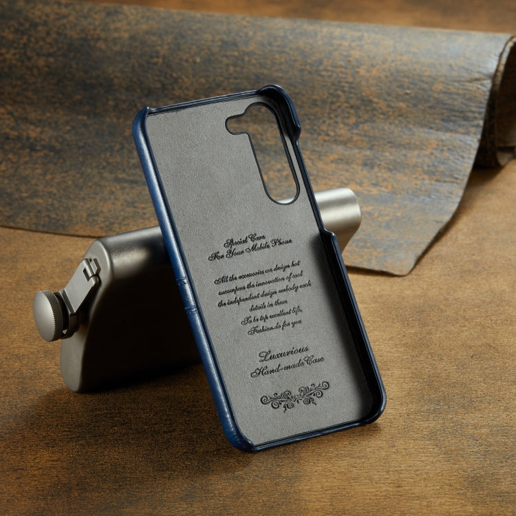 For Samsung Galaxy S23 5G Fierre Shann Oil Wax Texture Leather Phone Case with Card Slots