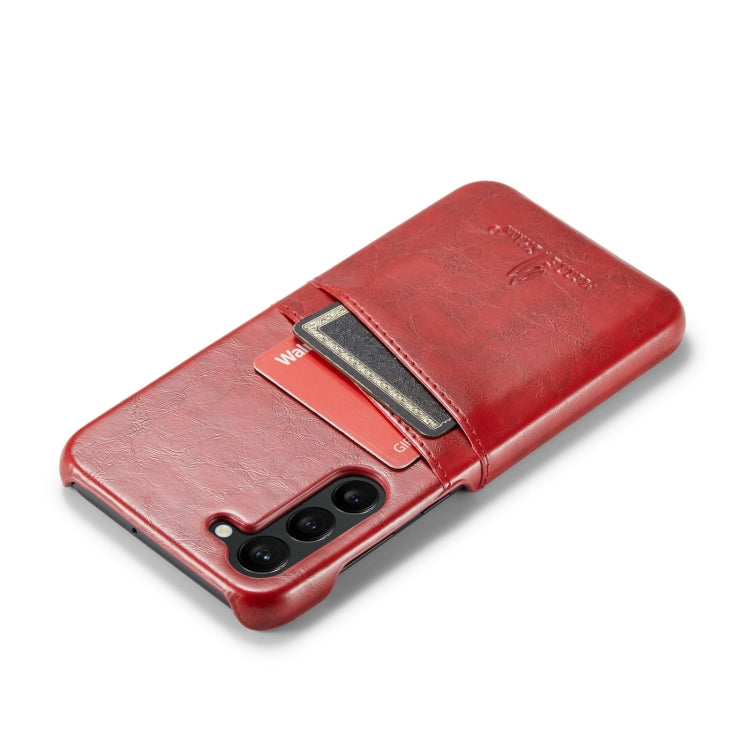 For Samsung Galaxy S23 5G Fierre Shann Oil Wax Texture Leather Phone Case with Card Slots