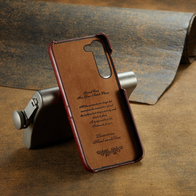 For Samsung Galaxy S23+ 5G Fierre Shann Oil Wax Texture Leather Phone Case with Card Slots