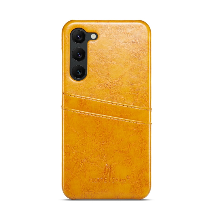 For Samsung Galaxy S23+ 5G Fierre Shann Oil Wax Texture Leather Phone Case with Card Slots