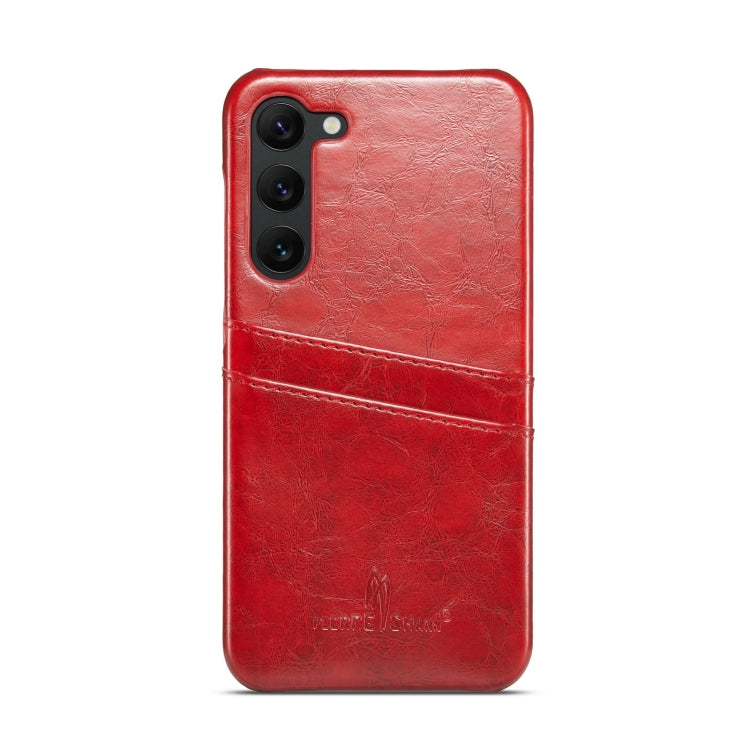 For Samsung Galaxy S23+ 5G Fierre Shann Oil Wax Texture Leather Phone Case with Card Slots
