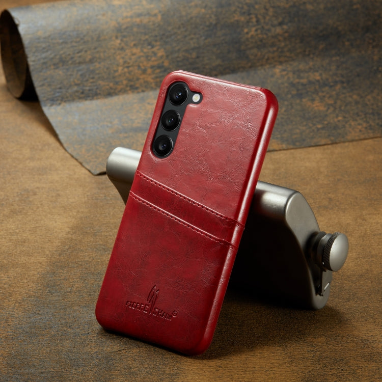 For Samsung Galaxy S23+ 5G Fierre Shann Oil Wax Texture Leather Phone Case with Card Slots