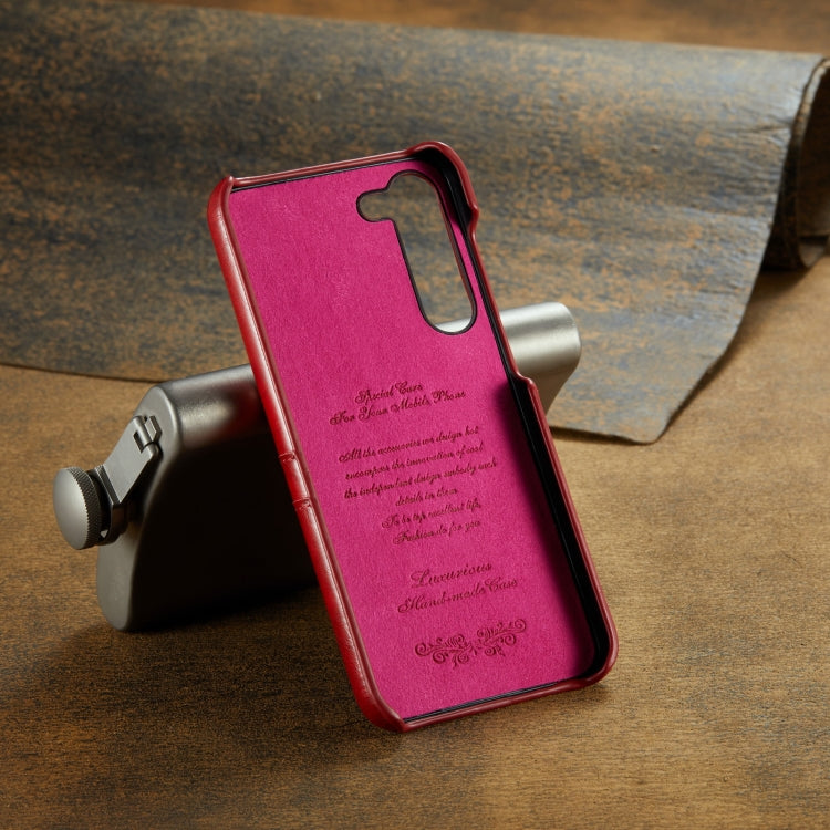 For Samsung Galaxy S23+ 5G Fierre Shann Oil Wax Texture Leather Phone Case with Card Slots