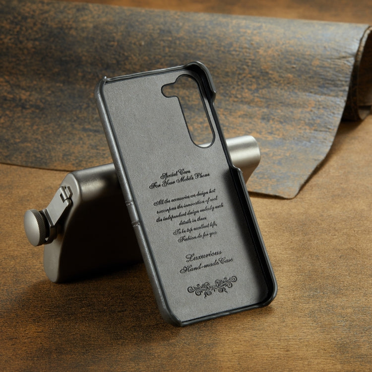 For Samsung Galaxy S23+ 5G Fierre Shann Oil Wax Texture Leather Phone Case with Card Slots