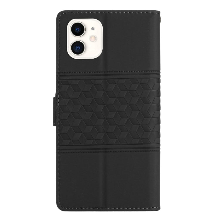 For iPhone 11 Diamond Embossed Skin Feel Leather Phone Case with Lanyard