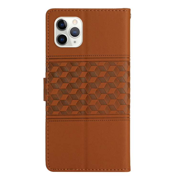 For iPhone 11 Pro Diamond Embossed Skin Feel Leather Phone Case with Lanyard