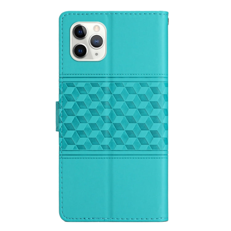 For iPhone 11 Pro Diamond Embossed Skin Feel Leather Phone Case with Lanyard