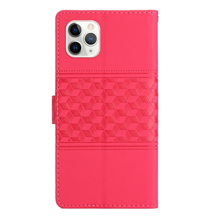 For iPhone 11 Pro Diamond Embossed Skin Feel Leather Phone Case with Lanyard