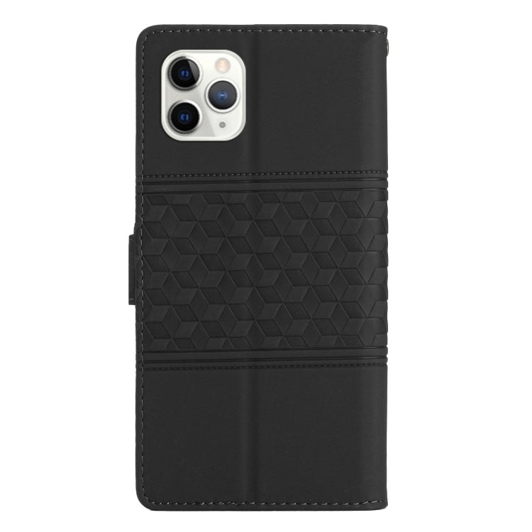 For iPhone 11 Pro Max Diamond Embossed Skin Feel Leather Phone Case with Lanyard